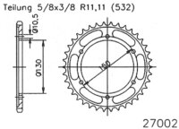 ESJOT Kettenrad "27002" 532, Stahl, schwarz 46...