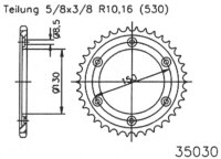ESJOT Kettenrad "35030" 530, Stahl, schwarz 40...