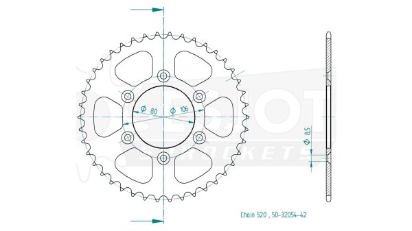 ESJOT Kettenrad "32054" 520, Stahl, schwarz 45 Zähne