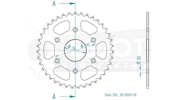 ESJOT Kettenrad "32051" 520, Stahl, schwarz 41 Zähne