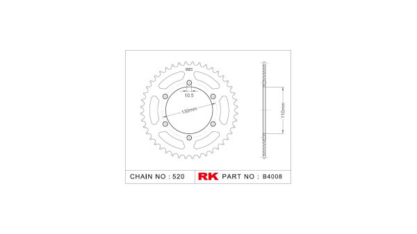 RK Kettenrad "4008" 520, Stahl 40 Zähne