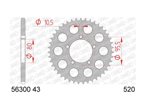 AFAM Kettenrad "56300" 520, Stahl, silber 43 Zähne