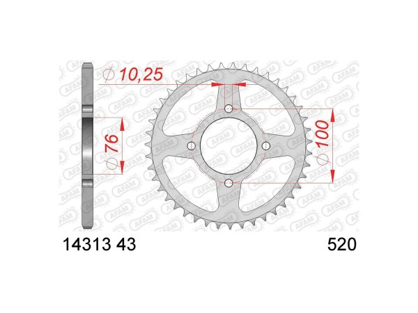 AFAM Kettenrad "14313" 520, Stahl, schwarz 43 Zähne