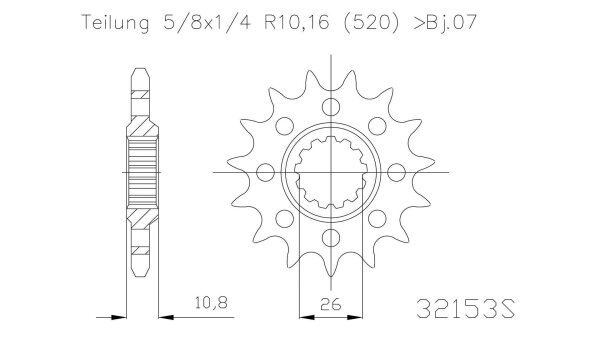 ESJOT Antriebsritzel "32153" 520 Stahl Racing, für 17 Zähne