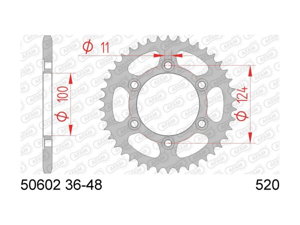AFAM Kettenrad "50602" 520, Stahl, silber 42 Zähne