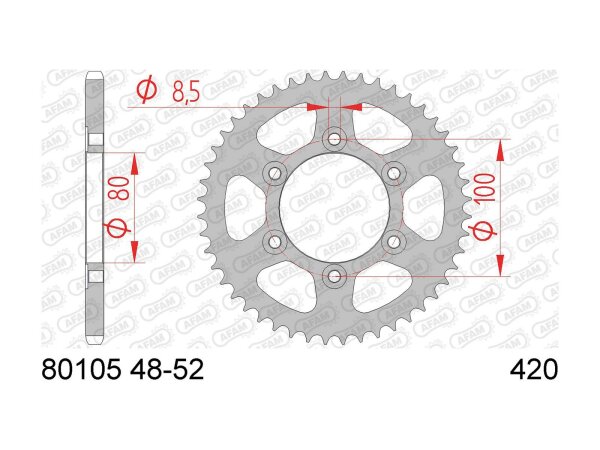 AFAM Kettenrad "80105" 420, Stahl, silber 48 Zähne