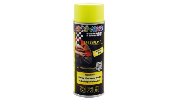 DUPLI-COLOR Abziehlack "Sprayplast" Flex gelb fluoreszierend, 400 ml Spraydose