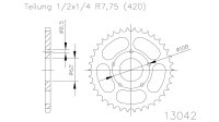 ESJOT Kettenrad "13042" 420, Stahl, schwarz 52...
