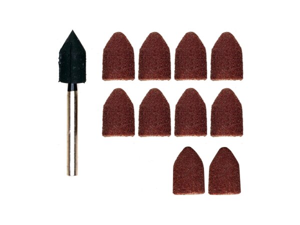 PROXXON Schleifkappen Normalkorund, mit Aufnahmest je 5x K80 und