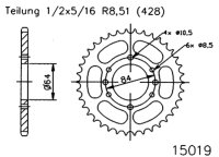 ESJOT Kettenrad "15019" 428, Stahl, schwarz 47...