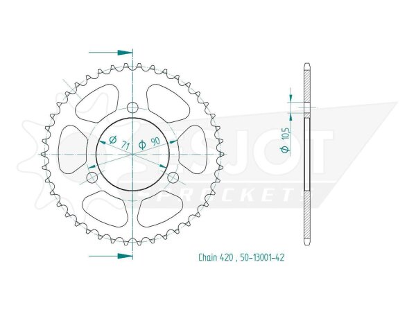 ESJOT Kettenrad "13001" 420, Stahl, schwarz 47 Zähne