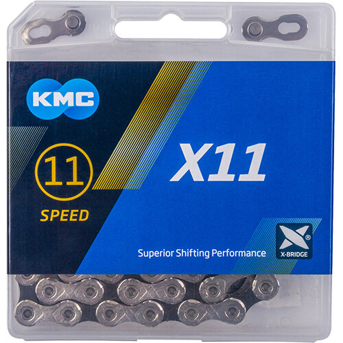 Kette KMC X11 11-fach, 114 Glieder, silber/grau, Karton, KMC, 303546