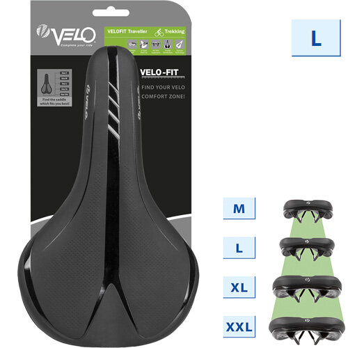 Sattel Velo-Fit Traveller, Unisex, Größe L, schwarz, Velo, 250529