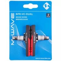 Bremsschuh M-Wave BPR-VC-Dual, V-Brake schraub, asymm, schwarz, 72mm, 1 Paar, für Alufelge, Messingschlager, 361021