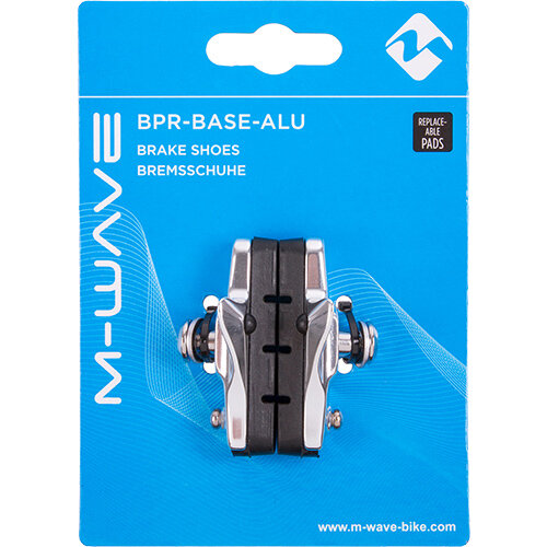 Bremsschuh M-Wave BPR-RR-Base, Rennrad schraub, symm, silber 55mm, 1 Paar, für Alufelge, Messingschlager, 361770