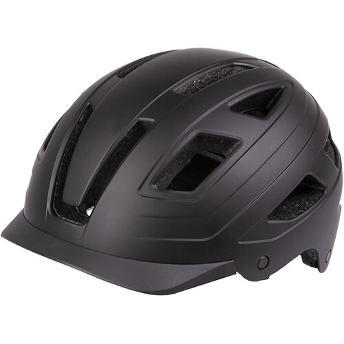 Fahrradhelm Urban mit Licht, schwarz matt, M, 55-58cm, Messingschlager, 731824