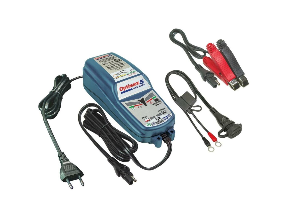 OptiMATE TM220-4A Chargeur Entretien Batterie OptiMate 5 Start/Stop 12V 4A – Bleu – Pour Voitures, Motos, Quad, VTT – Charge Rapide & Maintenance 24/7