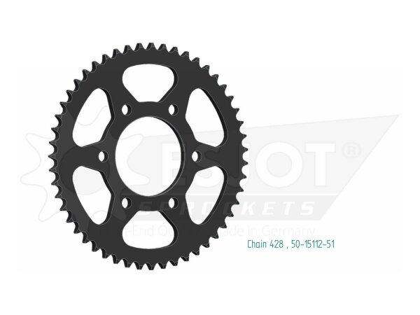 ESJOT Kettenrad "15112" 428, Stahl, schwarz 51 Zähne