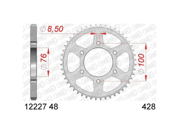 AFAM Kettenrad "12227" 428, Stahl 52 Zähne