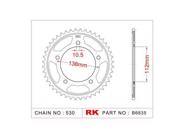 RK Kettenrad "6835" 530, Stahl 48 Zähne
