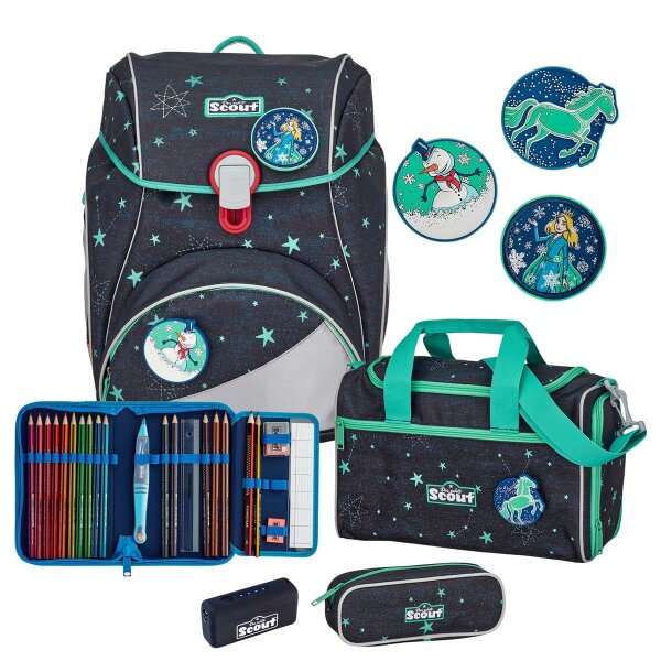 Scout Schulranzenset Alpha Exklusiv LED Set 4tlg. Sternenhimmel