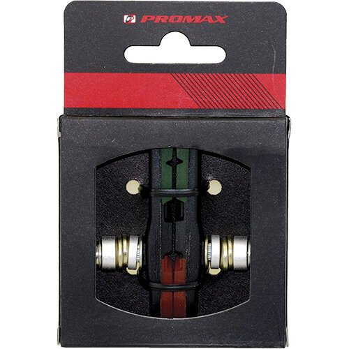 Bremsschuh Promax, V-Brake schraub, asymm, schwarz, 70mm, 1 Paar, für Alufelge, Messingschlager, 361631