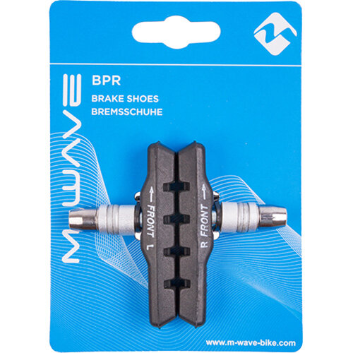 Bremsschuh M-Wave BPR-VC-Base, V-Brake schraub, asymm, schwarz, 72mm, 1 Paar, Messingschlager, 361020