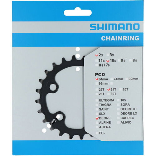 Kettenblatt Deore, FC-M6000-2, 24 schwarz, Ø 64 innen, Shimano Teile, Y1WD24000
