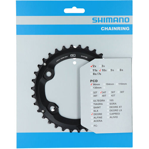 Kettenblatt Deore, FC-M6000-2, 34 schwarz, Ø 96 außen, Shimano Teile, Y1WD98040