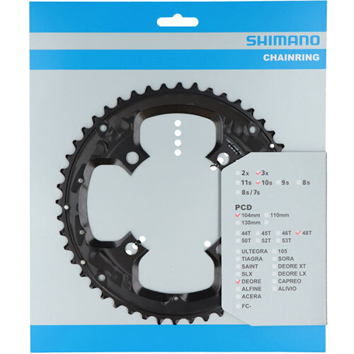 Kettenblatt Deore, FC-T6010 für Kettenschutzring, 48 schwarz, Ø 104 außen, Shimano Teile, Y1WE98010