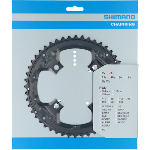 Kettenblatt Deore, FC-T6010 für Kettenschutzring, 48 silber, Ø 104 außen, Shimano Teile, Y1WE98020