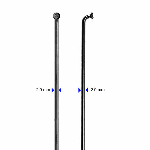 Speiche schwarz, 260mm, Ø = 2,0 Edelstahl, cnSpoke, 100 Stück, ohne Nippel, Messingschlager, M28356301