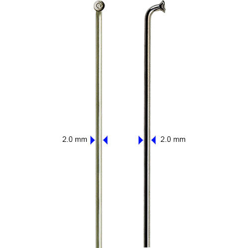 Speiche Raster Speiche silber, 298mm, Ø = 2,0 Edelstahl, cnSpoke, 100 Stück, ohne Ni