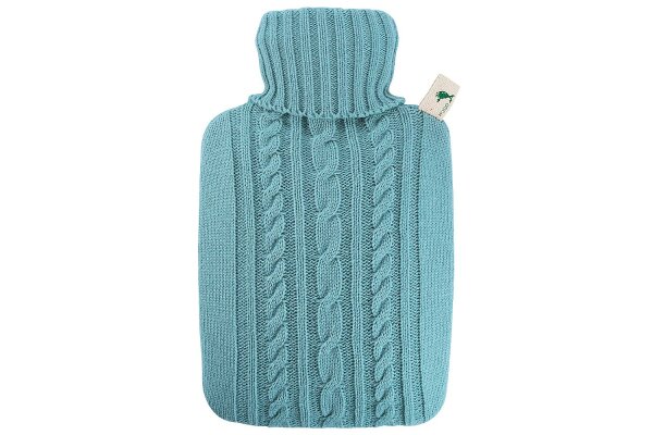 HUGO FROSCH Wärmflasche Klassik 1,8l Strickbezug pastell-blau