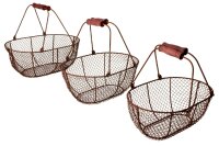 Drahtkorb 3er Set m.Holzgr.