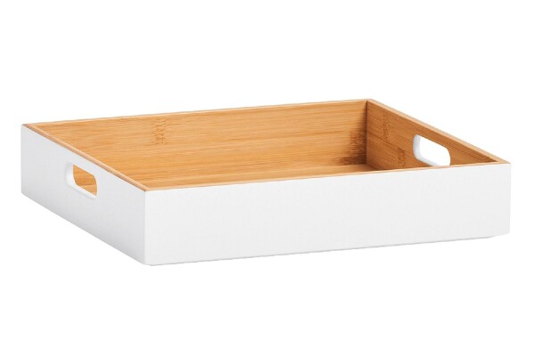 ZELLER PRESENT Aufbewahrungskiste 30x27x6cm Bambus weiß