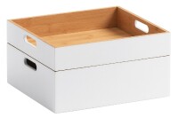 ZELLER PRESENT Aufbewahrungskiste 30x27x6cm Bambus weiß