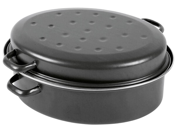 KARL KRÜGER Gänsebräter oval 10,5 l Ø42cm emailliert schwarz matt