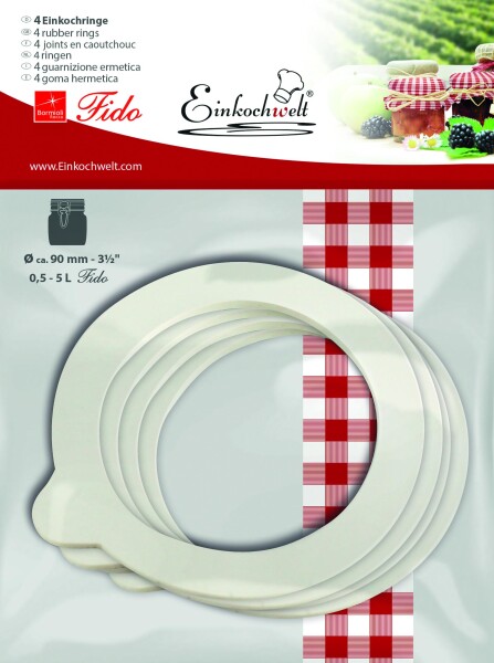 DOSEN-ZENTRALE Einkochringe Fido Einkochwelt 90x68x2,5mm 4er Beutel
