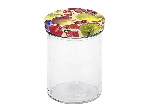 EMSY Schraubdeckelglas mit 82mm TO-Deckel Obstdekor 440 ml 6er Pack