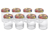 EMSY Schraubdeckelglas 230ml mit 66mm TO-Deckel Obstdekor 8er Tray