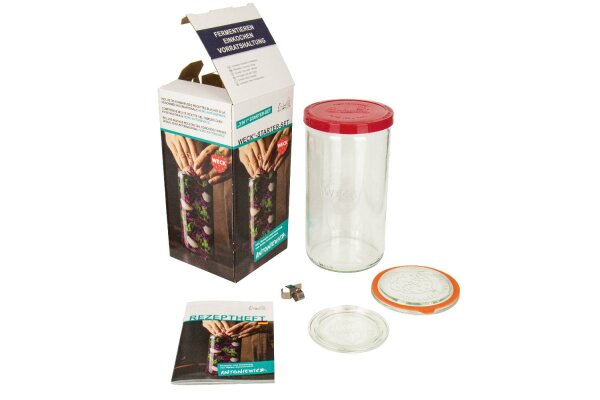 WECK Fermentier-Set mit Rundrandglas Stangenform 1590ml mit Glas-u.Silikondeckel