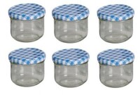 EMSY Schraubdeckelglas Sturz mit 82mm TO-Deckel kariert 250 ml 6er Pack