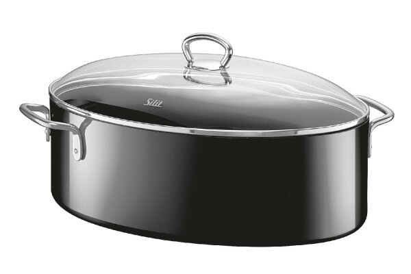 SILIT Bräter Professional oval 8,1 l 36,5x25,5x20cm Silargan schwarz mit Deckel