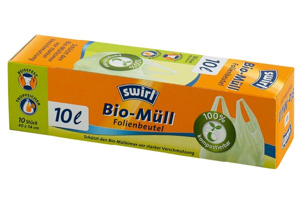 SWIRL Abfallbeutel Biofolie mit Griff 10l Pack Rolle mit 10 Stück