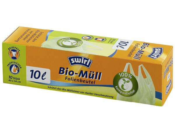 SWIRL Abfallbeutel Biofolie mit Griff 10l Pack Rolle mit 10 Stück