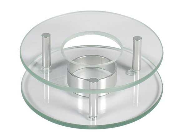 Stövchen Glas/Metall für Teelicht (nicht enthalten) 4cm Ø12cm silber/klar