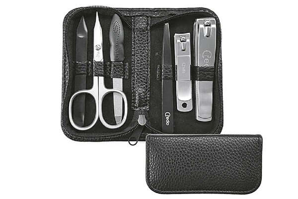 CREDO Maniküre-Etui Herren schwarz 6teilig