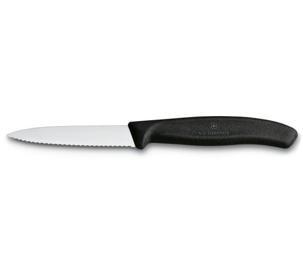 Swiss Classic, Gemüsemesser, 8cm, Wellen, schwarz