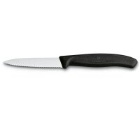 Swiss Classic, Gemüsemesser, 8cm, Wellen, schwarz